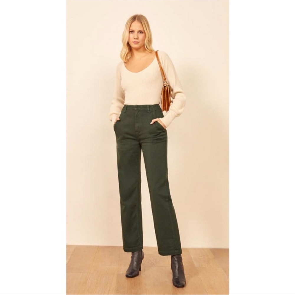 Reformation Forest Green Lani Work Pants Size 31